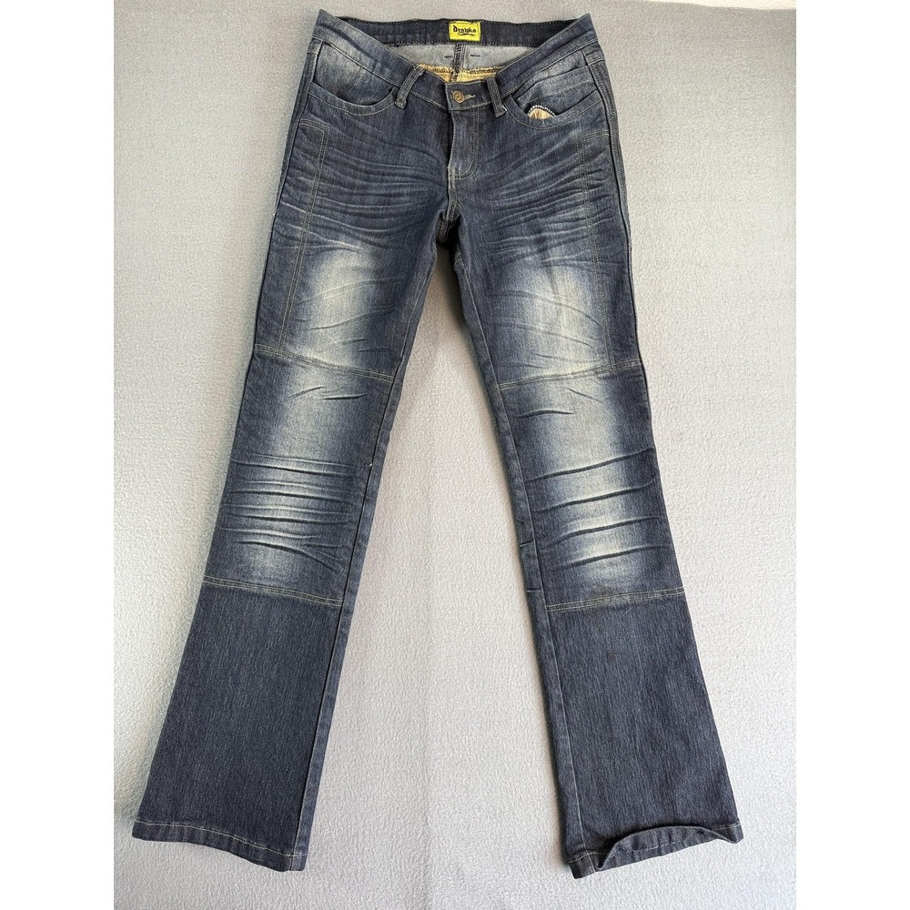 Drayko Jeans Womens 10 Dark Wash Blue Mid Rise Straight Aramid Fiber Lined Denim